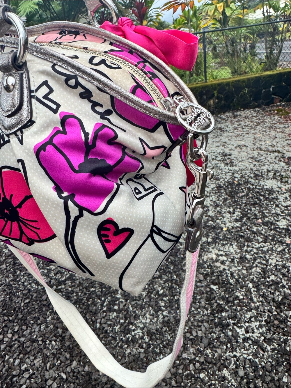 Coach Poppy Glam Floral Graffiti Satchel Crossbody Bag Pink Silver K1077-16308 - Picture 17 of 17